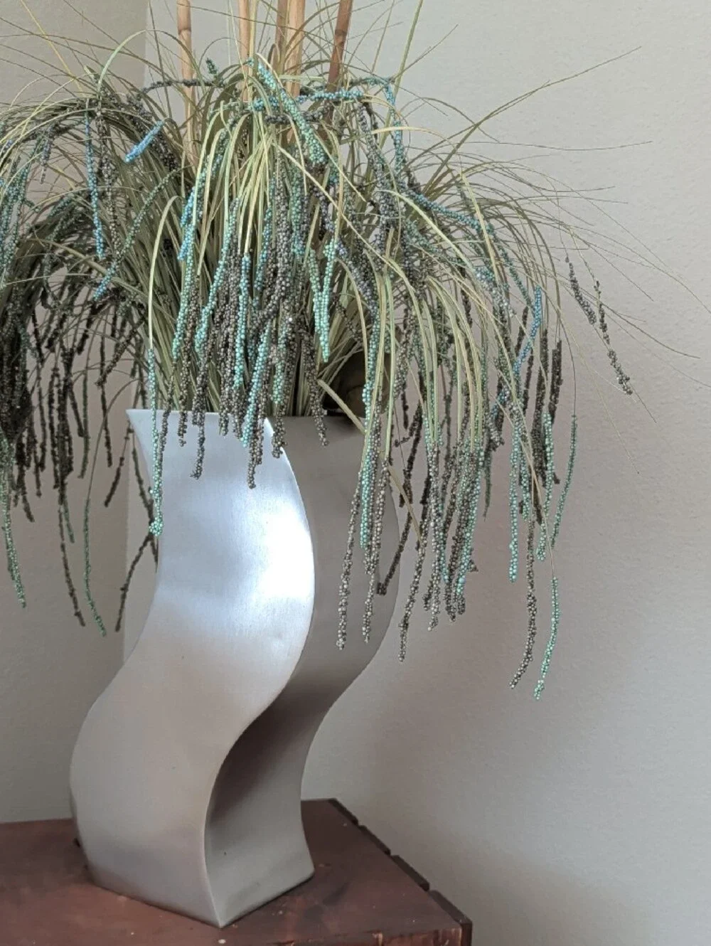 Modern  Ceramic Sculptural Vase with Greenery